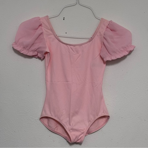 Danskin Freestyle Pink Leotard Gathered Bodice Girls Sz 8-10 - Picture 1 of 4
